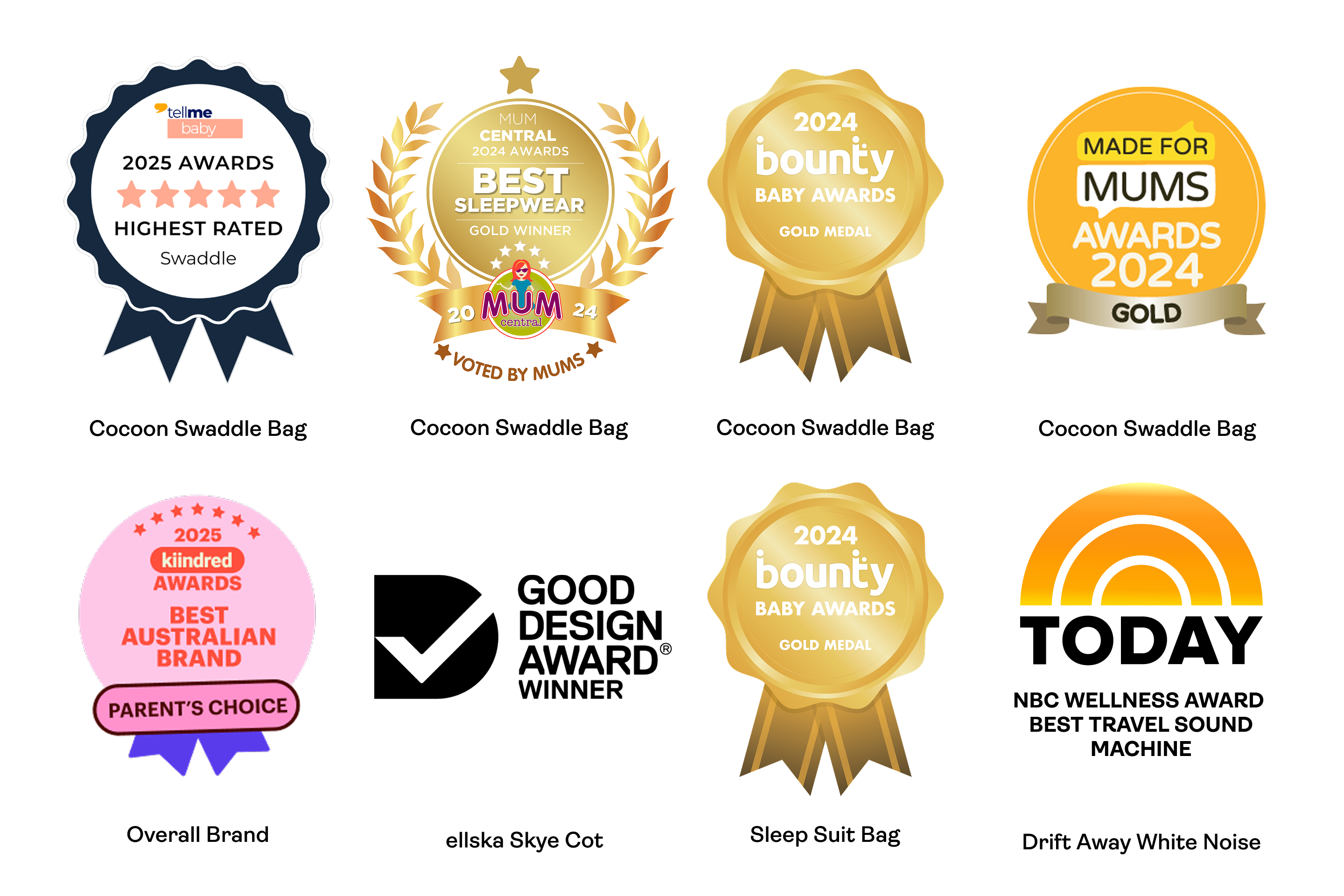 Collection of awards ergoPouch has won