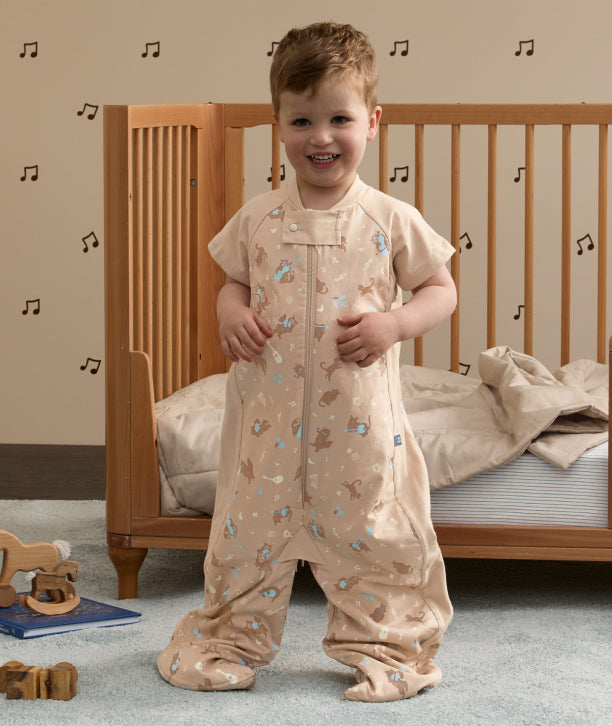 ergoPouch toddler sleep suit bag, made from organic natural fibres, TOG-rated to keep them safe and warm at night.