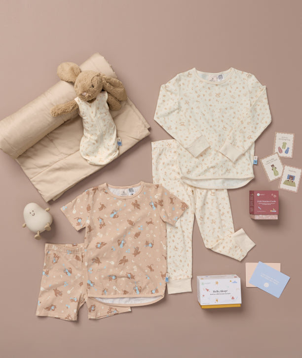 Kids' sleepwear essentials from ergoPouch, made from organic, breathable, non-toxic materials for ultimate comfort.