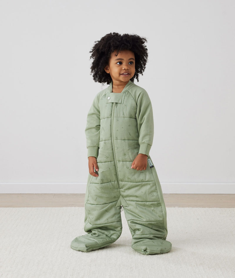 TOG-rated ergoPouch sleep suit bag for toddlers, made from organic cotton, ergonomically designed for easy movement.