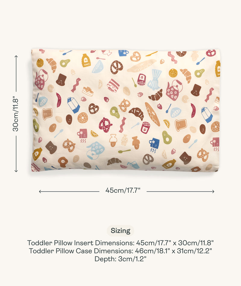 Sizing dimensions for ergoPouch Organic Toddler Pillow Case Bon Appetit