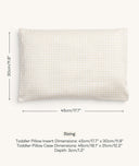 Sizing dimensions for ergoPouch Organic Toddler Pillow Case Caramel Grid