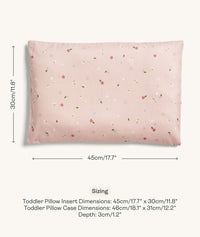 Sizing dimensions for ergoPouch Organic Toddler Pillow Case Daisies