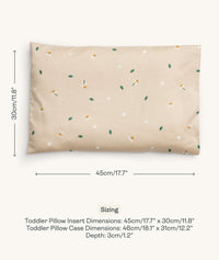 Sizing dimensions for ergoPouch Organic Toddler Pillow Case Daisy Sprinkle