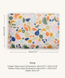 Sizing dimensions for ergoPouch Organic Toddler Pillow Case Fruit Salad