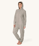 Adult Sleep Onesie Ash hood on