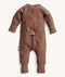 Back view of the ergoPouch Long Sleeve Layer in Cocoa, featuring a unique zip system for easy nappy changes and dressing.