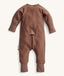 Back view of the ergoPouch Long Sleeve Layer in Cocoa, featuring a unique zip system for easy nappy changes and dressing.