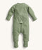Back view of the ergoPouch Long Sleeve Layer 2.0 TOG in Moss, featuring a unique zip system for easy nappy changes and dressing.
