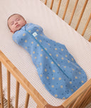 Cocoon Swaddle Bag 1.0 TOG Petit Pretzel newborn sleeping in cot