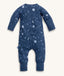 Back view of the ergoPouch Long Sleeve Layer in Starbeam, featuring a blue base color with star and moon all-over print.