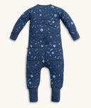 Back view of the ergoPouch Sleep Onesie 2.5 TOG in Starbeam, featuring a blue base color and star and moon all -over print.