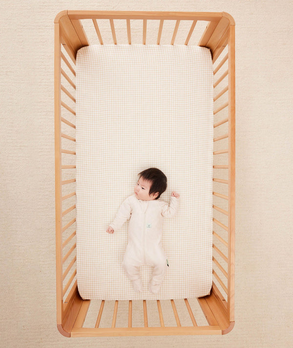Fittedsheet Cot Caramelgrid Lslayer Oatmealmarle