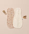 Flatlay of ergoPouch Cocoon Swaddle Bags in Lullaby and Melody