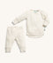 ergoPouch Two-piece Long Sleeve Baby Pyjamas in Oatmeal Marle, featuring press stud on the shoulder