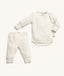 ergoPouch Two-piece Long Sleeve Baby Pyjamas in Oatmeal Marle, featuring press stud on the shoulder