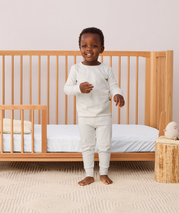 Long Sleeve Pyjamas Oatmeal Marle toddler standing