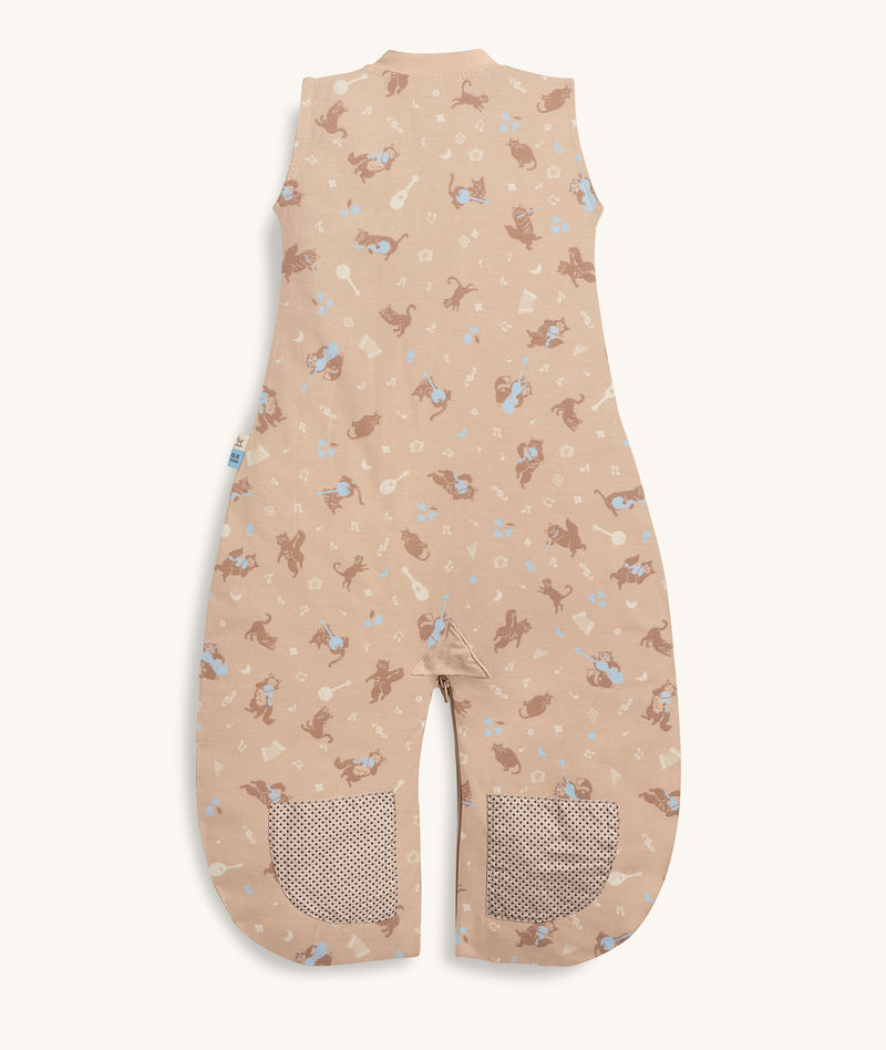 Back view of the ergoPouch Jersey Sleep Suit Bag 0.2 TOG with separate legs and foot  grips.