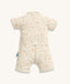Back view of a cream patterned Short Sleeve Layer featuring a rear zip, set against a plain background.