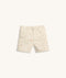 Cream patterned pyjama shorts featuring elastic waist.