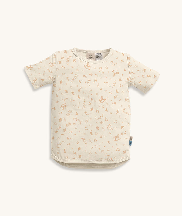 Cream patterned Short Sleeve Pyjama Top, made from soft, organic cotton that's gentle on skin.