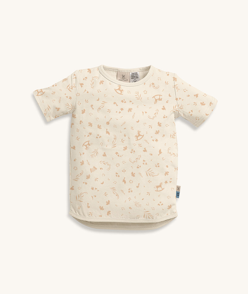 Cream patterned Short Sleeve Pyjama Top, made from soft, organic cotton that's gentle on skin.