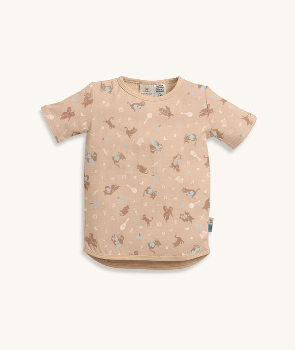 Beige patterned Short Sleeve Pyjama top, made from soft, organic cotton that's gentle on skin.