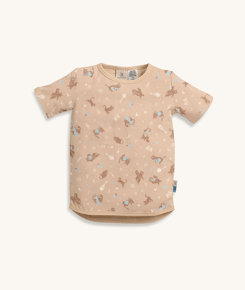 Beige patterned Short Sleeve Pyjama top, made from soft, organic cotton that's gentle on skin.