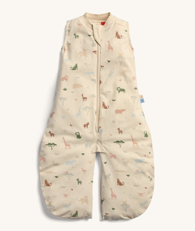 ergoPouch Sleep Suit Bag 0.2 TOG featuring safari animal print