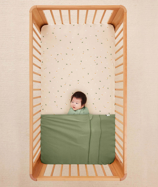 Tucksheet Cot Moss Fittedsheet Daisysprinkle Cocoon 1.0T Willow