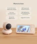 ergoPouch Drift Home Baby Monitor and Smart TOG Guide features a 5-inch display, 360-degree pan & tilt, two-way talk, x2 and x4 zoom and digital RF 2.4GHz