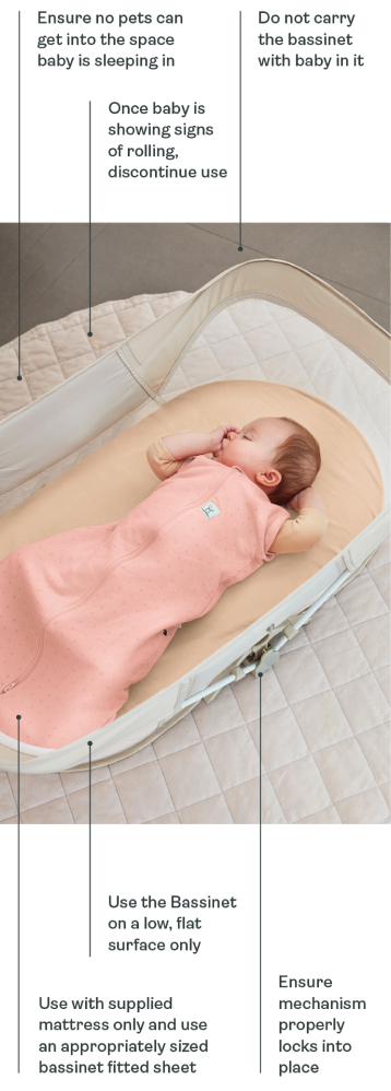 Features of the Easy Sleep Portable Bassinet by ergoPouch