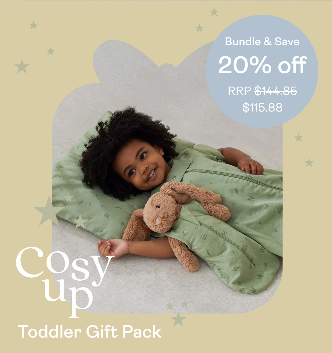 Cosy Up Toddler Bundle Gift Pack with Sleep Suit Bag, Toddler Pillow & Doll Sleeping Bag
